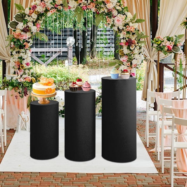 3 uds cubiertas de Pedestal cilíndrico soporte de zócalo cubiertas de pilar cubiertas de soporte de zócalo cilíndrico para accesorios de decoración de negro