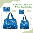 thumbnail image 2 of Wrapables Large & Small Foldable Tote Nylon Reusable Grocery Bags, Set of 2, Astro Turtles, 2 of 7