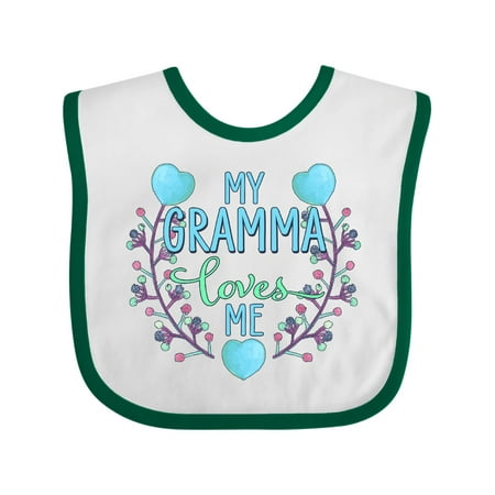 

Inktastic My Gramma Loves me- painted flowers and hearts Gift Baby Boy or Baby Girl Bib