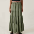 thumbnail image 3 of Womens Summer Maxi Skirts Trendy High Waisted Flowy Tiered Linen Skirt Casual Pleated A-Line Beach Long Skirts with Tie, 3 of 5