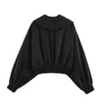 thumbnail image 5 of TGSLY Asymmetric Wrap Belt Cropped Coat for Women Lightweight Shawl Lapel Open Front Jacket Loose Casual Solid Color Puff Long Sleeve Crop Outerwear S, 5 of 7