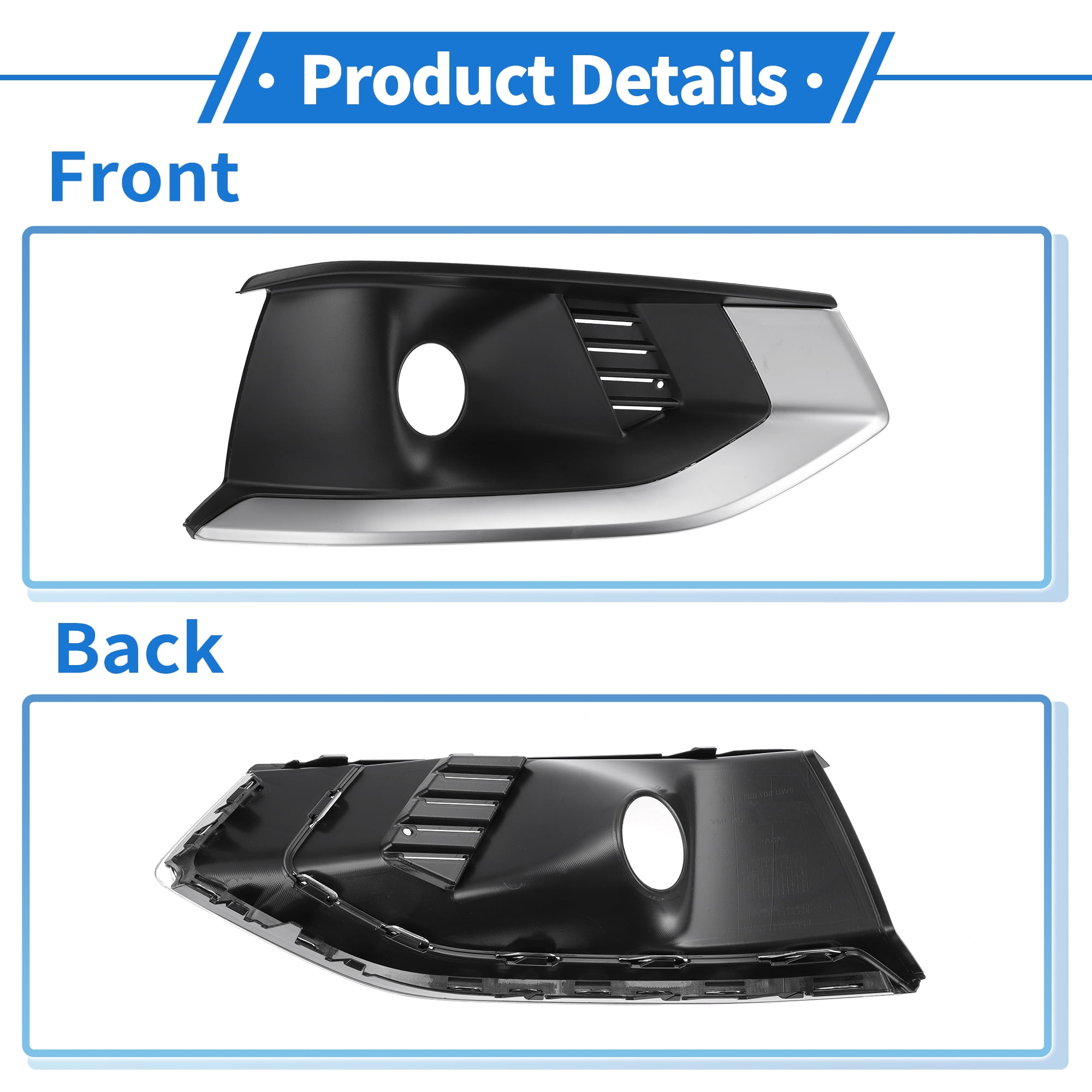 1pc Car Front Right Fog Light Grill for Audi A4L 2020-2022 No.8WD807681L ABS Black Silver Tone