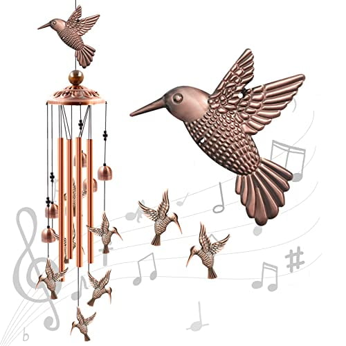 Wind Chimes Outdoor Clearance,Aluminum Tube Windchime with S Hook,Patio Garden Decor,Housewarming Gift.(Hummingbird)