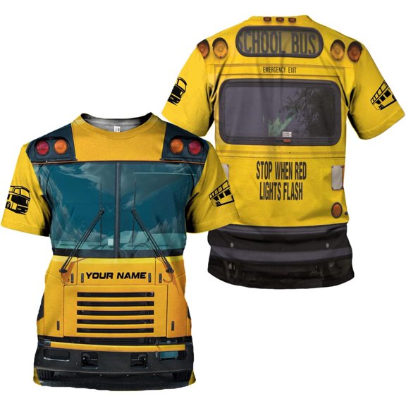 Personalized School Bus Driver Shirt - Custom Bus Driver Shirts, Yellow for Men & Women (S)