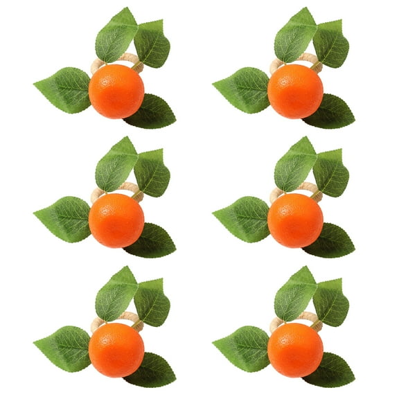 Set of 6 Orange Napkin Rings – PE Fruit Serviette Buckles for Dining Table, Weddings, Parties, Family Dinners, and Holiday Decorations