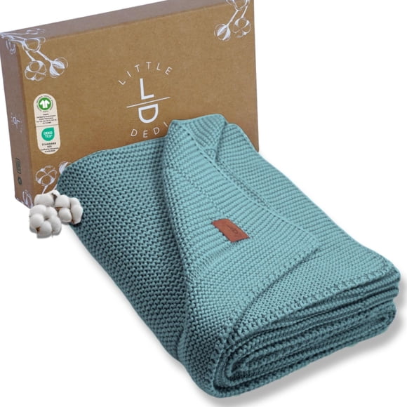 Manta para Bebé Little Dedi 76x102 cm Algodón Orgánico Azul Humo