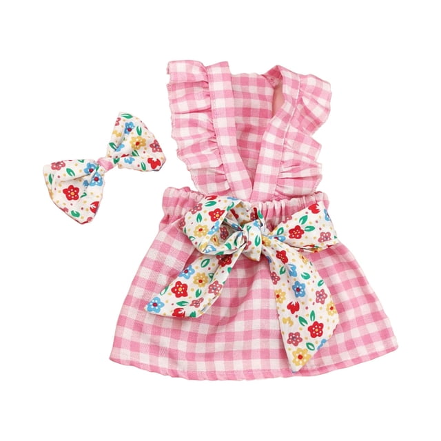 Precio reducido por tiempo limitado!Vestido para mascotas con estampado a cuadros Ropa lavable para mascotas 1 Juego de vestido para mascotas Decoración con lazo