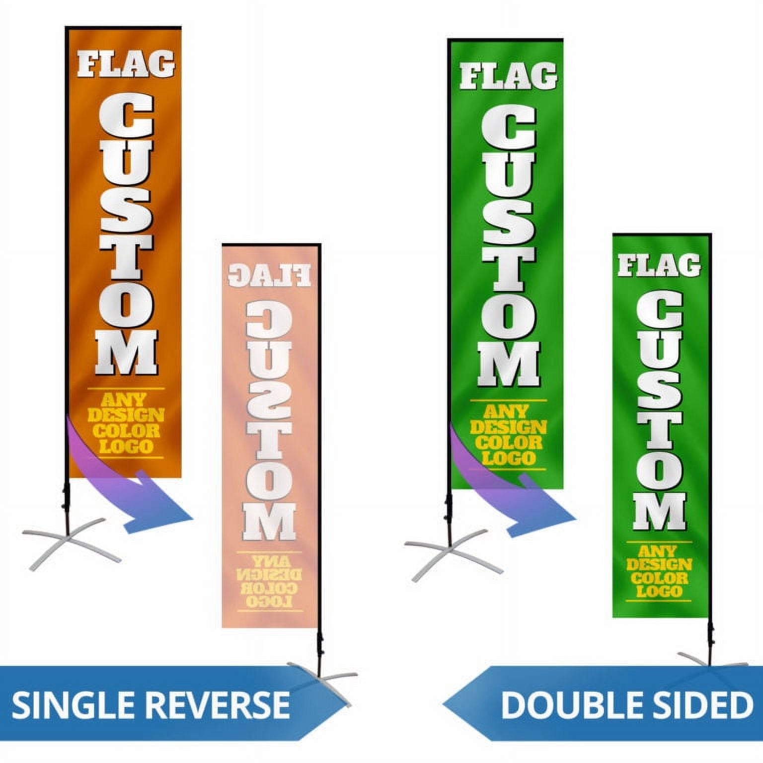 Anley Custom Rectangle Feather Flag 2.5 X 8 Ft Double Sided - Print Your Own Logo/Design/Words - Indoor & Outdoor Commercial Advertising Banners Flags (Flag ONLY)