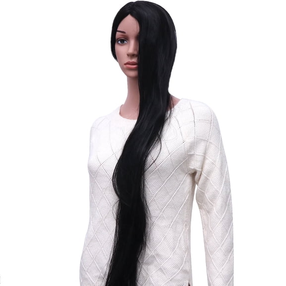 UTOURS 100cm Halve Long Straight Synthetic Wigs Human Hair Wigs Hairpiece Beauty Accessory for Women Girls (Black)