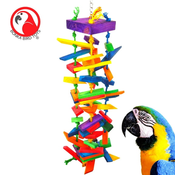 Bonka Bird Toys 1048 Huge Cluster Chew Colorful Chew Hanging Forage Parrot Macaw Eclectus Cockatoo African Grey Hyacinth