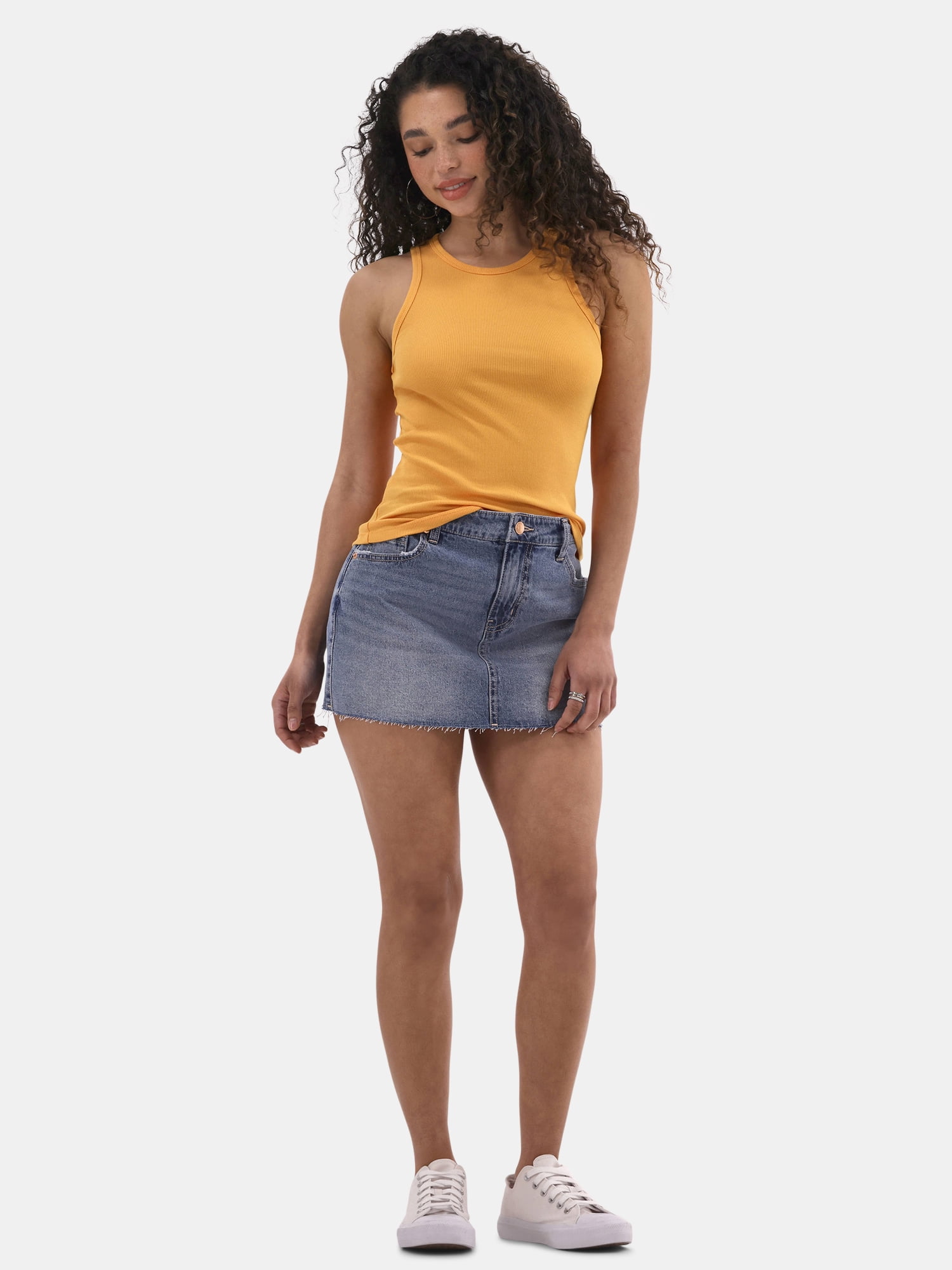 No Boundaries Ribbed High Neck Tank Top, Women's