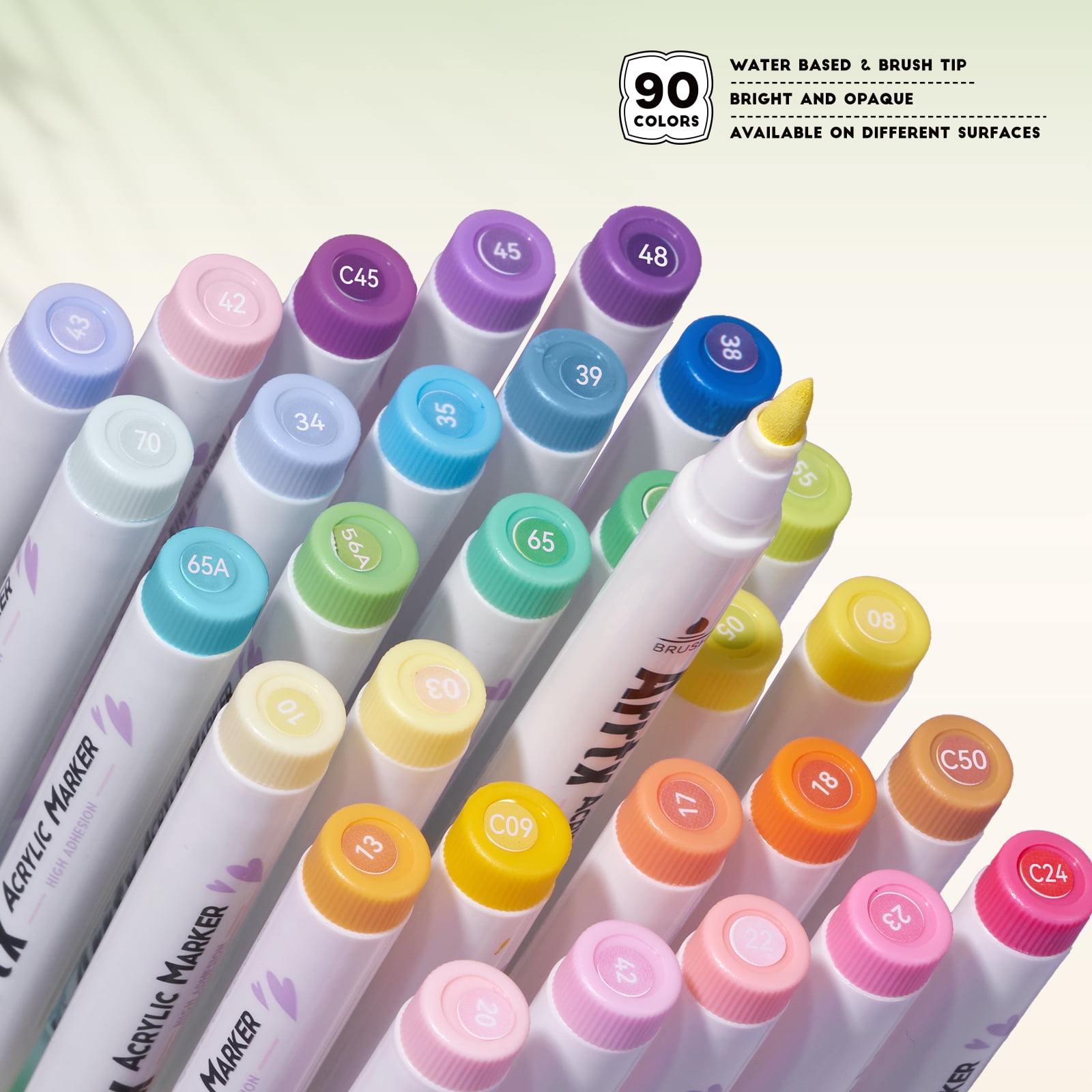Arrtx Acrylic Paint Pens, 90 Colors 1-6mm Brush Tip Water Based Acrylic Paint Markers for Rock Painting, Easter Eggs, Glass, Fabric, Christmas Gift
