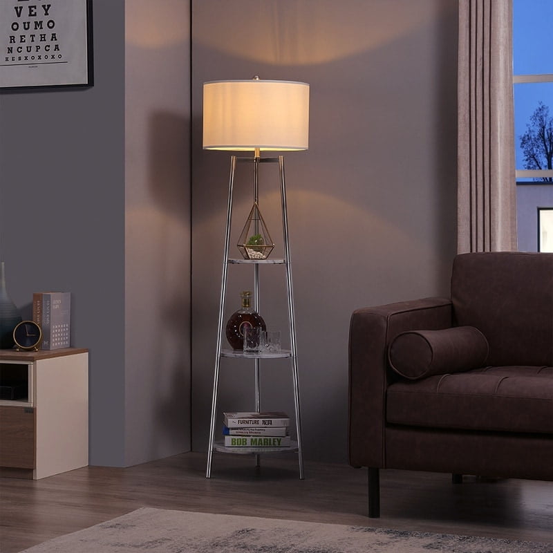 Rosen Garden LT7031 Floor Lamp with Round Shelves -  Gold