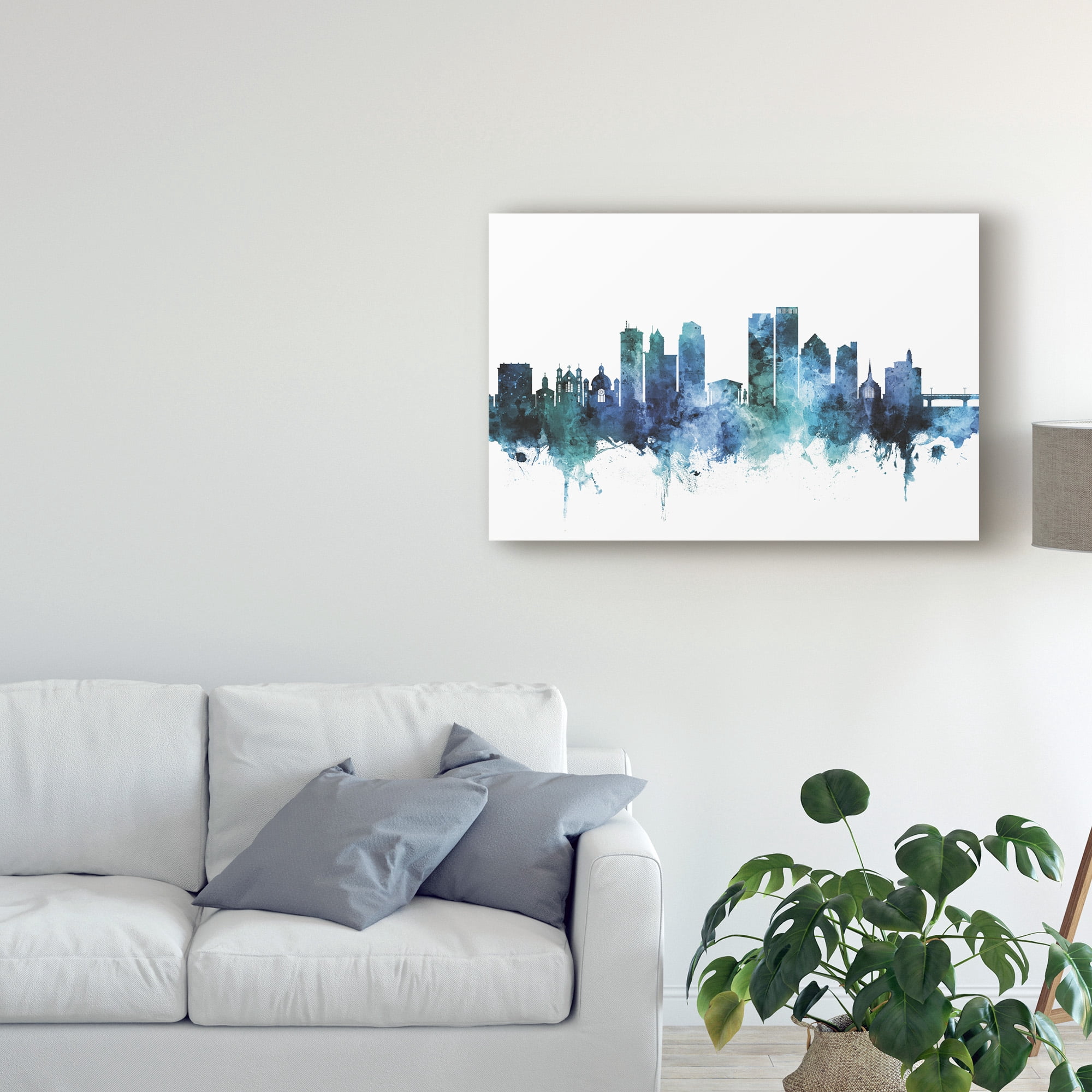 Trademark Fine Art 'Dayton Ohio Skyline Blue' Canvas Art by Michael Tompsett