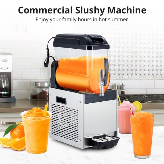 Commercial Slushie Machine, 500W Frozen Drink & Margarita Maker, Single Tank Slushy Machine for Bar, Cafe, ICE 12L/15L