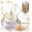 Clear and Gold 175PCS, variant on 175PCS Clear and Gold Plastic Plates - Clear Plastic Dinnerware Set Include 25Dinner Plates, 25Dessert Plates 75Cutlery, 25Cups, 25Napkin Perfect for Party & Wedding &Mother's Day