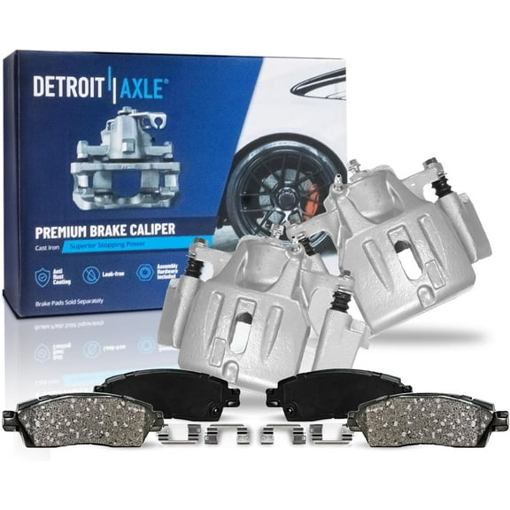 Detroit Axle - Front Brake Calipers w/Brackets Ceramic Pads Replacement for 2001-2007 Toyota Highlander Base Sport Limited - 4pc Set