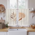 thumbnail image 2 of Beige Geometric Kitchen Curtains, Modern Abstract Art Botanical Light Filtering Window Curtain Panels, 2Pcs Rod Pocket Window Treatments Set for RV Dining Room Study Room 42x45 Inches, 2 of 9