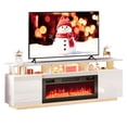 thumbnail image 7 of Ktaxon Modern TV Stand with 36" Fireplace, 70" High Gloss Entertainment Center with LED RGB Light for Living Room, 12 Colors Flames Electric Fireplace Mantel, White, 7 of 7