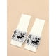 thumbnail image 3 of Women Fingerless Gloves - Winter Arm Warmer Gloves Wrist Gloves Thumbhole Stretchy Gloves Knitted Gloves2setwhite + Black, 3 of 4