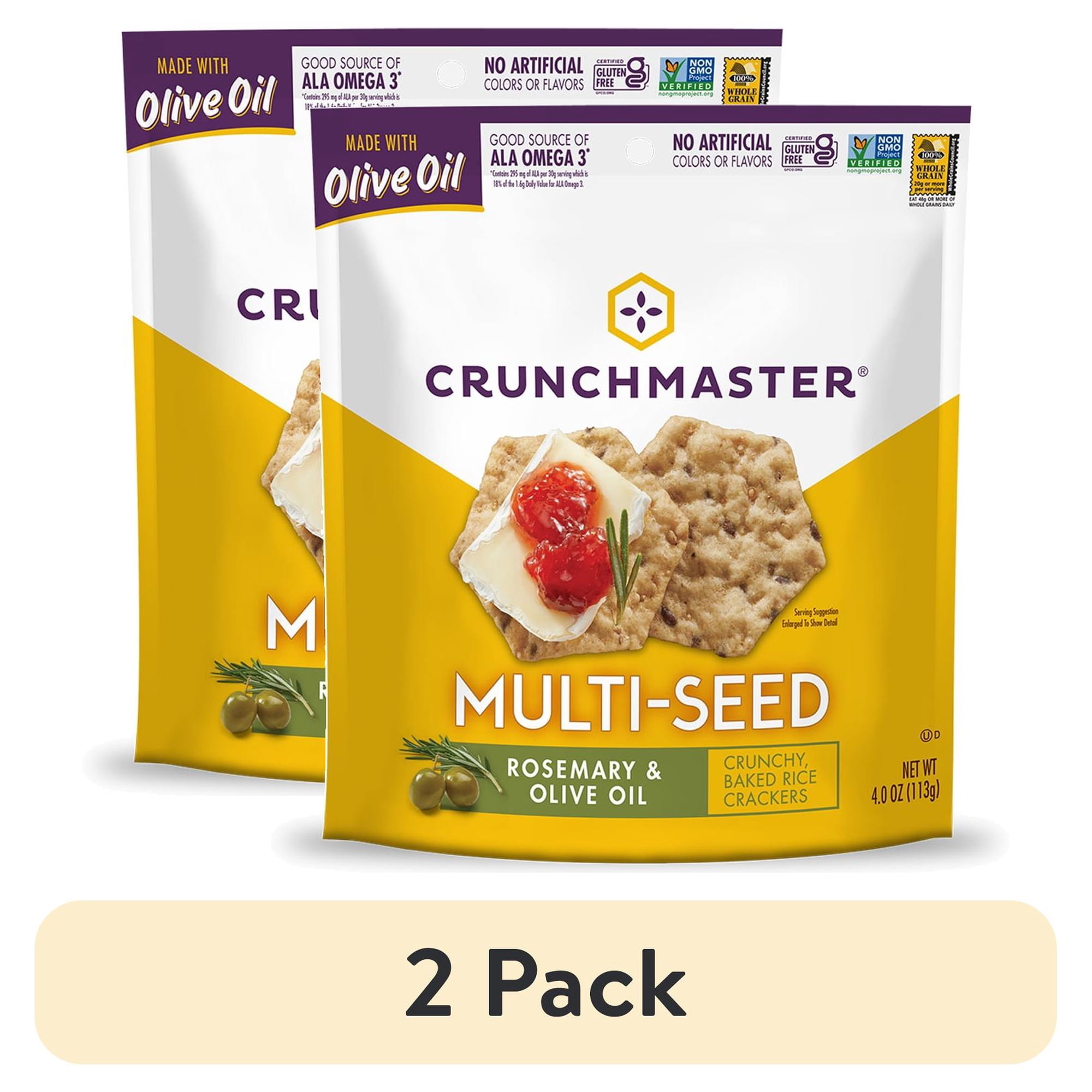 (2 pack) Crunchmaster Gluten-Free Multi-Seed Gluten-Free Crackers Rosemary & Olive Oil 4 Oz