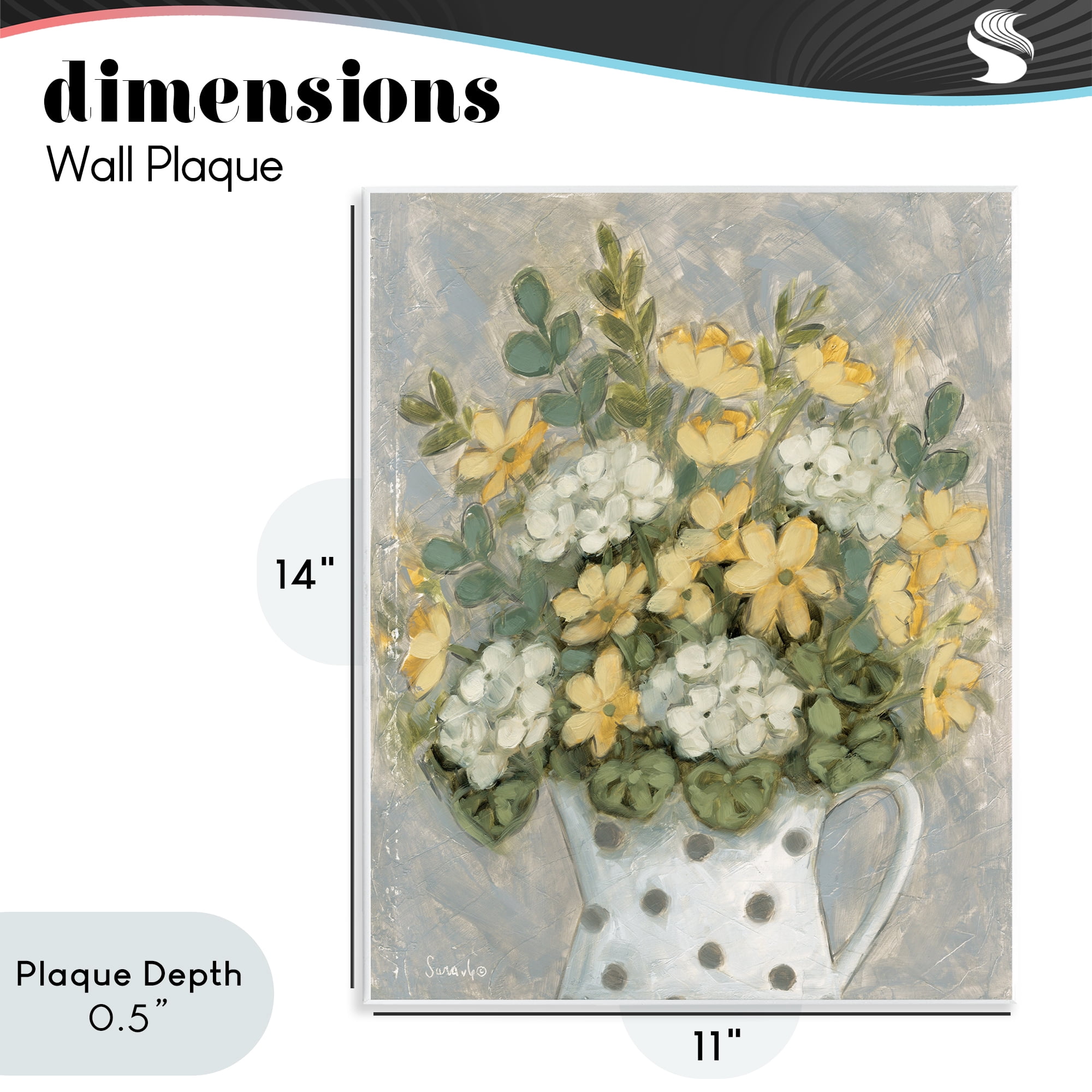 Stupell Industries Farm Fresh Bouquet Dotted Vase Wall Plaque Art, design by Sara G. Designs