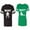Men Black / Women Green, variant on Beast Beauty Unisex Couple Matching Cotton Jersey style T-Shirt Contrasting stripes on sleeves (Men Black / Women Black) (Men S / Women S)