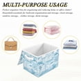 thumbnail image 7 of Large Collapsible Storage Box Flip Lid Fabric Decorative Organizer Container Basket with Handles 16.5×12.6×11.8in Light Blue Dolphins Nautical Pattern, 7 of 7