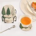 thumbnail image 3 of Yayeee 6 PCS Drink Coasters with Holder Set Woven Absorbent Round Tabletop Hot Pad, Hand Drawn Christmas Stars, 3 of 7