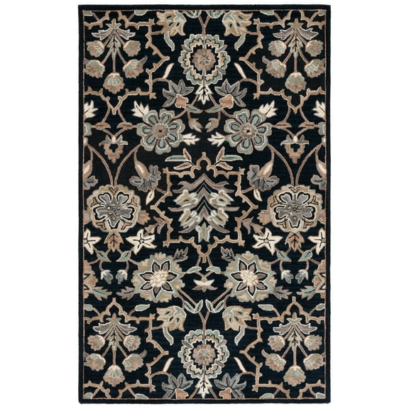 SAFAVIEH Metro Mike Floral Area Rug, Black/Beige, 4' x 6'