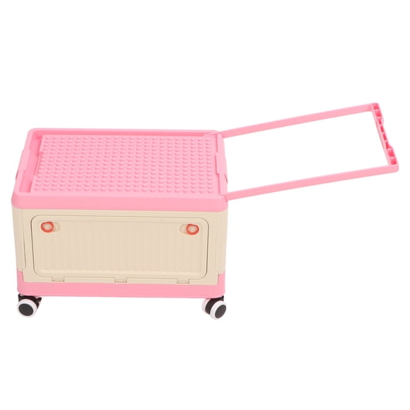 Toy Storage Box With Lid And Wheels, Folding Rolling Toy Storage Bin, Durable PP Material, Minimalist Style