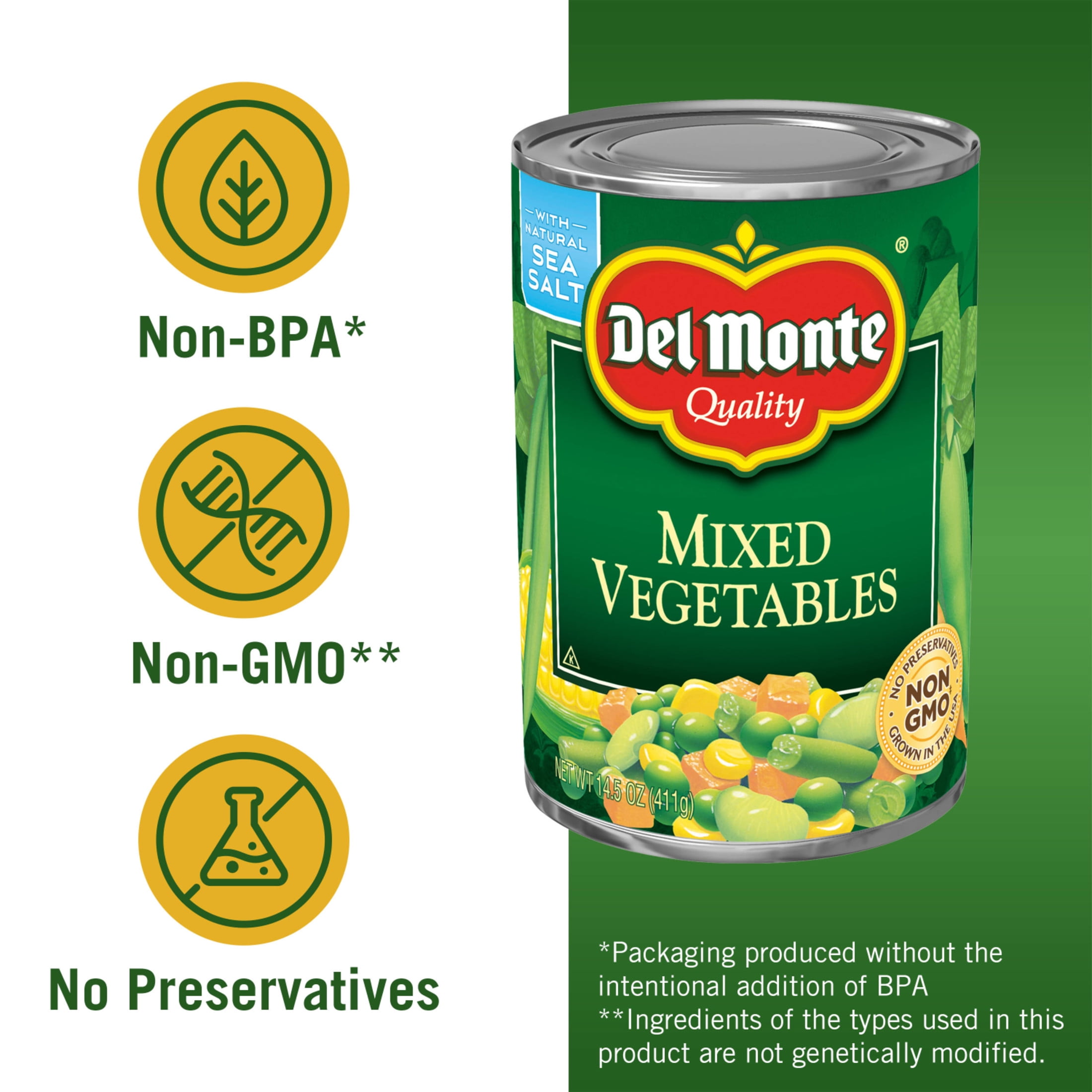 (2 pack) Del Monte Mixed Vegetables, 8.25 oz Can, Canned Vegetables