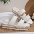 thumbnail image 4 of Xucatan Women's Espadrille Platform Slides, Faux Suede Thick Sole Sandals with Whipstitch Trim, Woven Jute Rope Casual Slippers, Versatile Summer Beach Footwear Gift, 4 of 9