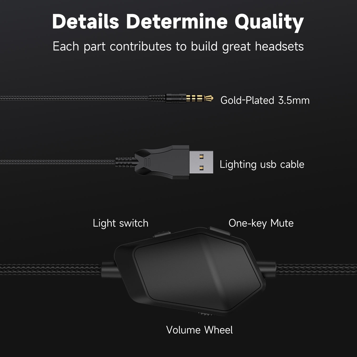 AOC Gaming Headset with Noise Cancelling Mic, Wired Gaming Headphone for PC, PS5, Xbox Series, Xbox Headset, Switch, MAC, High-Quality Sound, RGB Light, Foldable, Portable, Black