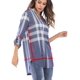 thumbnail image 2 of Mujer Roll-Up 3/4 manga camisa a cuadros túnica cuello en V Casual pulóver blusas Tops Xemadio WMZY-349-11, 2 of 7