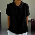 thumbnail image 2 of Womens Shirts Summer Solid Color Cotton And Linen Top Womens Tops, 2 of 7