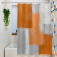 thumbnail image 3 of Orange Abstract Shower Curtain Set, Waterproof Shower Curtains for Bathroom, Grey Geometric Oil Painting Vintage Gradient Washable Fabric Bath Curtain for Bathtub Decoration with Hooks 60x72 Inches, 3 of 9