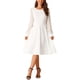 thumbnail image 2 of Vestido de cóctel elegante de manga larga para mujer, cuello redondo, largo hasta la rodilla, talla XL, blanco, 2 of 5