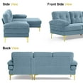 thumbnail image 3 of Fairyland Modern Luxury Sectional Sofa & Couch, Chenille Solid Wood Frame, Removable Machine Washable L-Shaped Sofa, Light Blue, 3 of 7