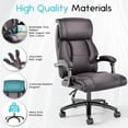 thumbnail image 6 of Reclining Office Chair, High Back Big and Tall Desk Chair 400lbs with Wide Seat, Leather Executive Computer Chairs with Lumbar Support, Ergonomic  Task Chair, Brown, 6 of 9