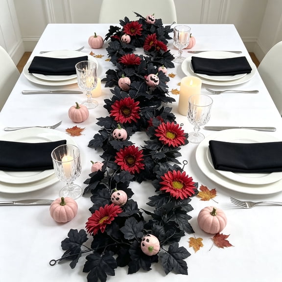 Gqqkzmb Fall Decor Artificial Maples Leaf Pumpkin Garland 5.74 Ft Autumn Maple Vines Garland Thanksgiving Halloween Harvest Decorations for Home Porch Mantle Fireplace Farmhouse Outdoor Indoor