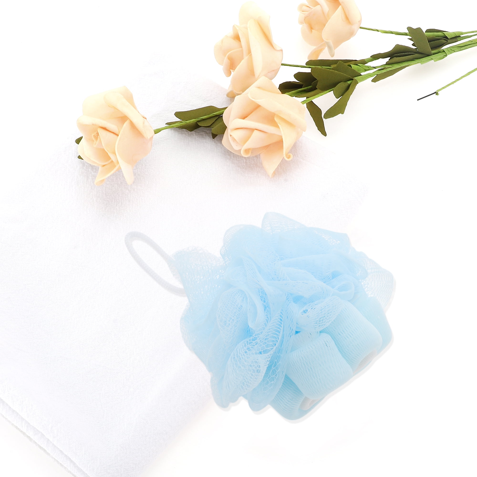 Unique Bargains Plum Bossom Bath Shower Loofah Sponge 1 Pc Blue