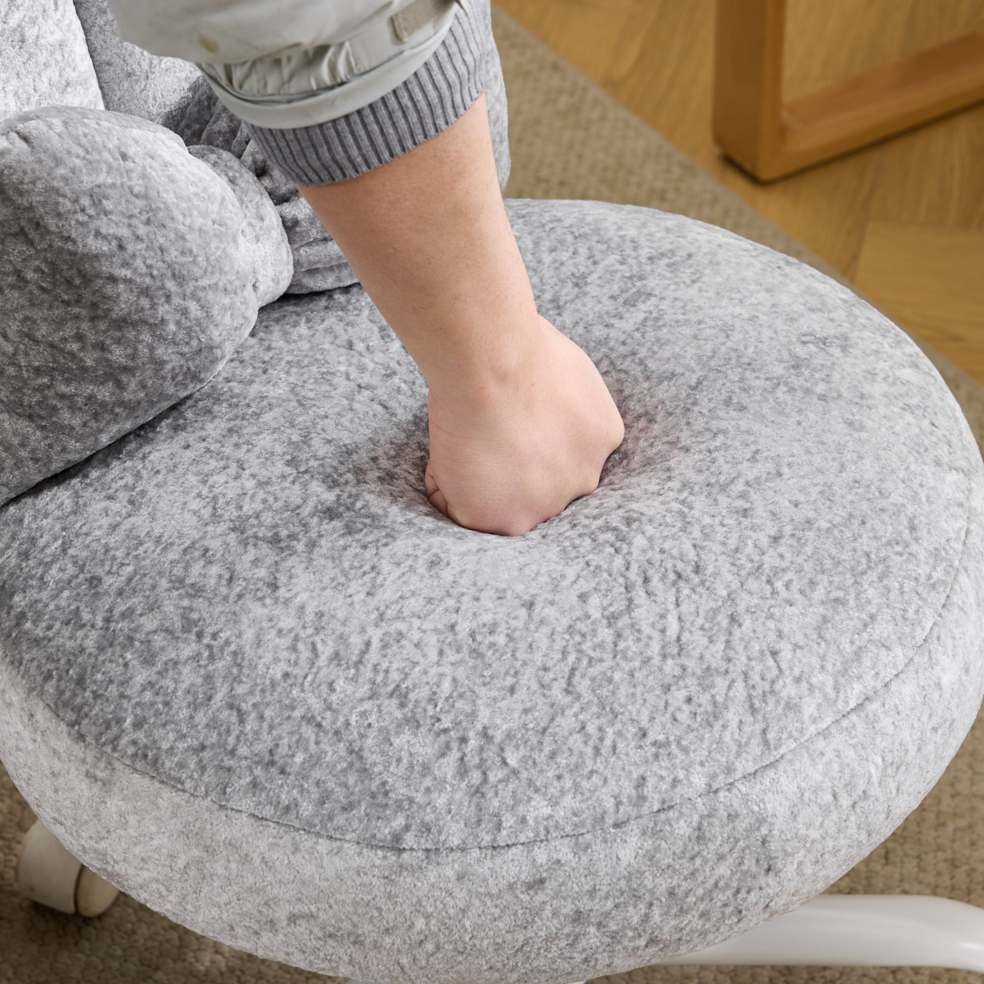 Ktaxon Plush Velvet Office Chair, Rabbit Ear Backrest Vanity Chair, Adjustable Swivel Reading Chair for Home Office Gray