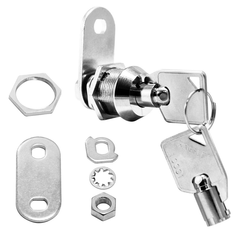 PTEROMY 2 Pack Cabinet Lock with Keys, 1-1/8'' Heavy Duty Tubular Cam Lock  for RV Compartment Storage Locks, Full Set of RV Cam Locks (Black, 1-1/8