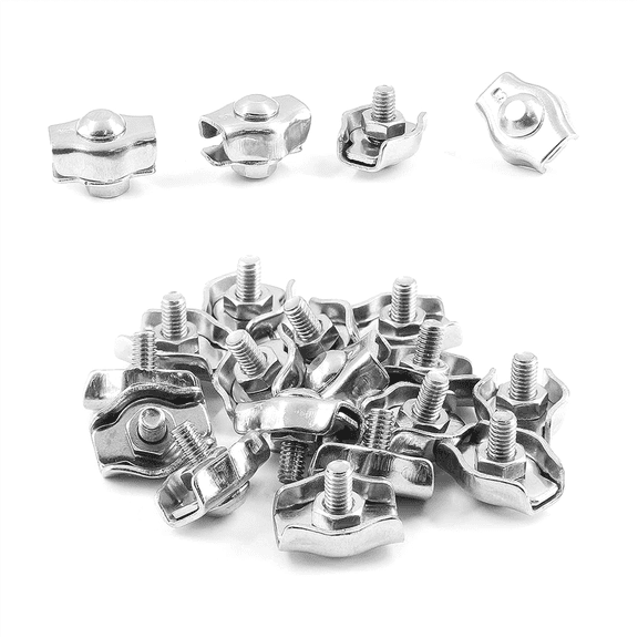 New Arrivals 20PCS 1/8Inch M3 Stainless Steel Wire Rope Cable Clip Clamp