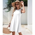 thumbnail image 6 of Summer Dresses for Women Vacation Casual Beach Sundress Sleeveless Tank Crewneck Shift Swing Dress White M, 6 of 10
