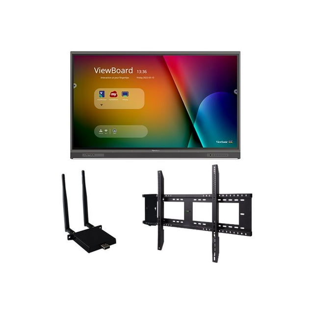 ViewSonic ViewBoard IFP8652-1C-E1 - 86" Diagonal Class (85.6" viewable) LED-backlit LCD display - interactive - with touchscreen (multi touch) / 8-microphone array / optional slot-in PC capability - 4K UHD (2160p) 3840 x 2160 - with ViewSonic VB-WIFI-001 Adapter, ViewSonic WMK-047-2 wall mount