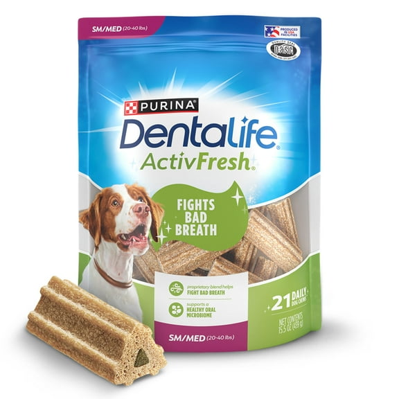 Purina DentaLife ActivFresh Chicken Flavor Small/Medium Breed Adult Dog Dental Chews – 15.5 oz Pouch (21ct)