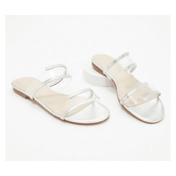 Marc Fisher Patent Clear Acrylic Slide Sandals -Calin Argento 6 M