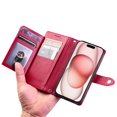 thumbnail image 6 of Wallet Case for Samsung Galaxy S24 Ultra 5G 6.8-inch, Litchi Leather Flip Zipper Purse Cover with Card Holder, Detachable Wristlet, Kickstand Shockproof Protective Phone Case,Red, 6 of 9